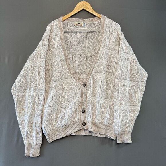 Winona Knits Cardigan Sweater Vintage Size Large 100% Cotton Knit - Picture 1 of 16